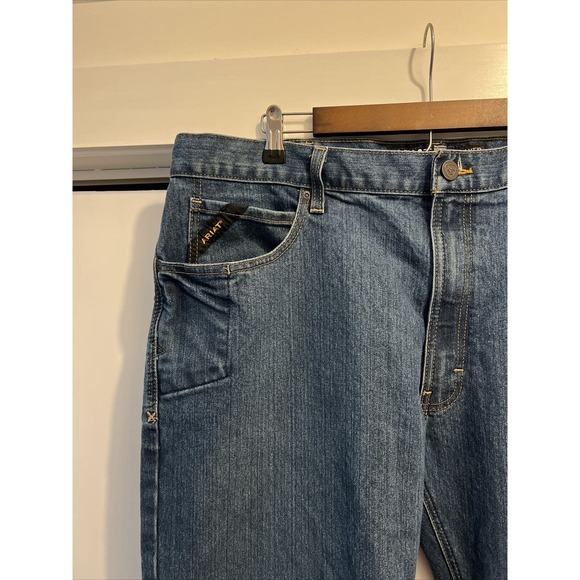 Ariat Rebar M4 Jeans Relaxed Boot Cut Blue Denim Loop Lock Durastretch 40x30 - Picture 2 of 10